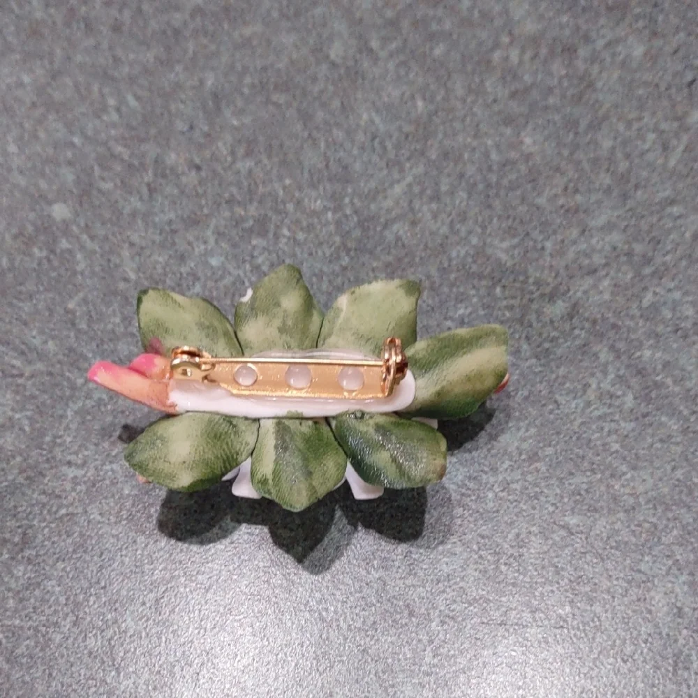 Vintage Porcelain Floral Bouquet Brooch